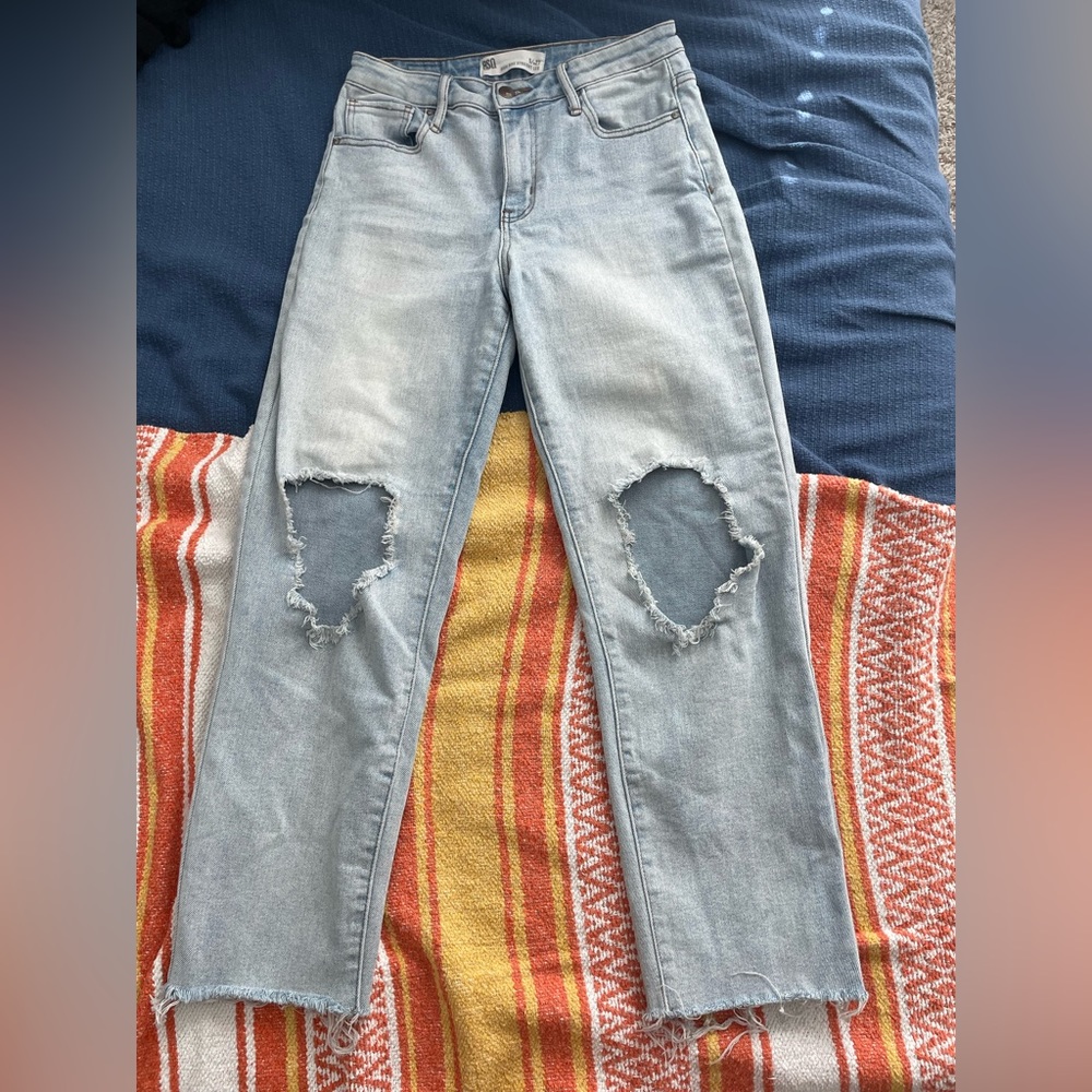 Denim high rise, straight leg jeans